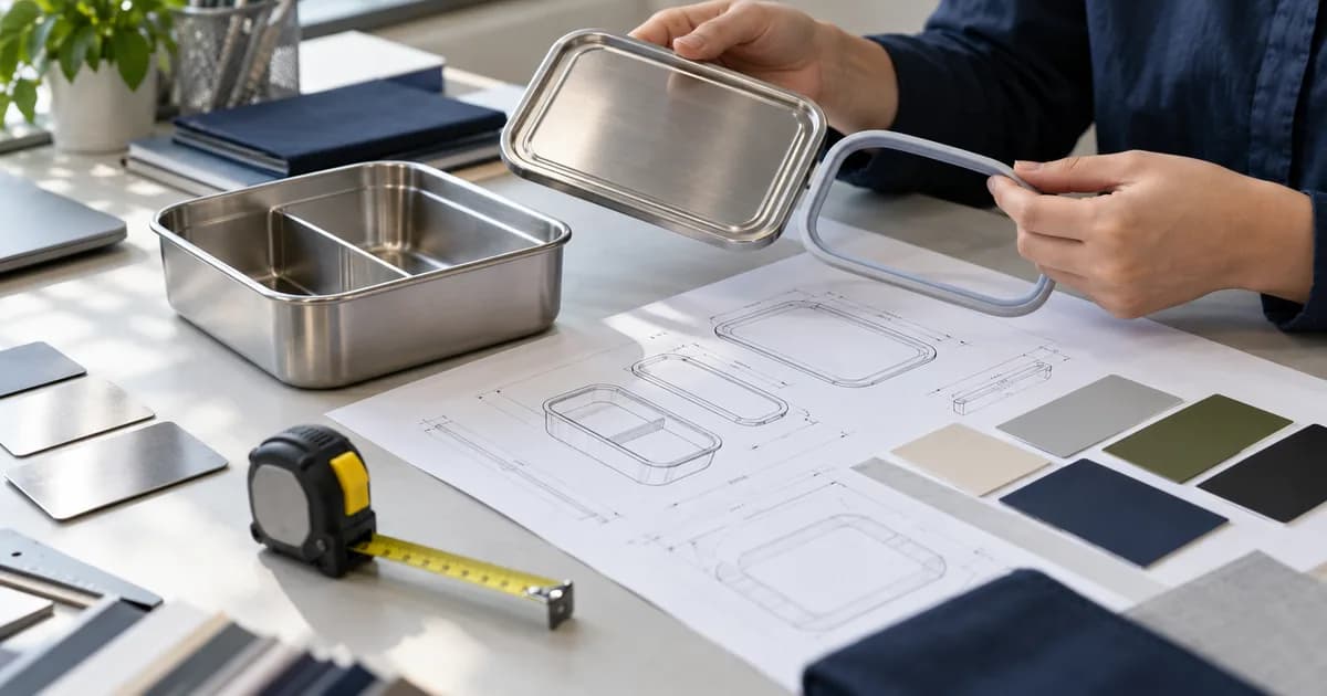 Ilustración generada por IA de comparación de un recipiente y sus piezas con una ficha técnica