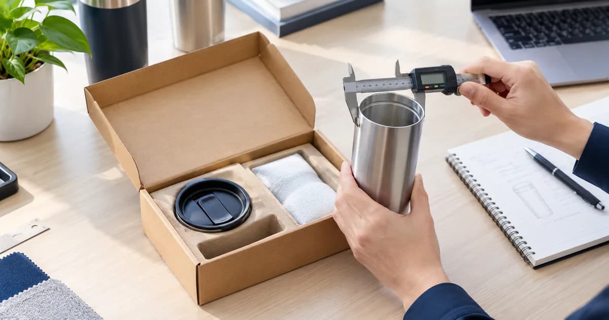 AI-generated illustration of measuring a product sample beside its protective packaging