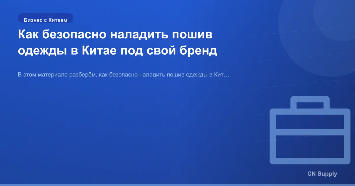 Как безопасно наладить пошив одежды в Китае под свой бренд